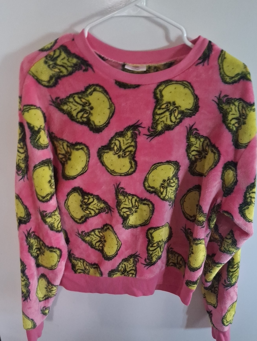 Juniors  Pink Grinch Print Pullover Sweatshirt